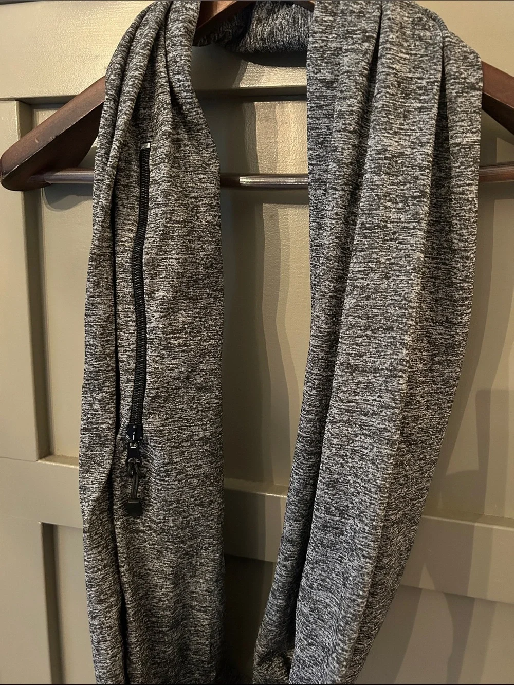 Infinity Circle Scarf With Zippered Pocket Gray